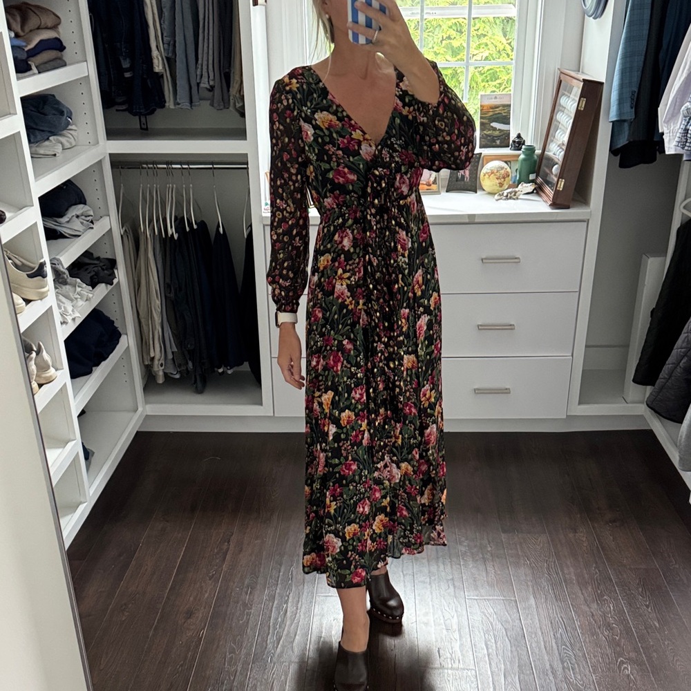J Crew Floral Black Maxi Dress XS